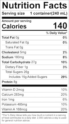 organic skim milk nutrition label stonyfield
